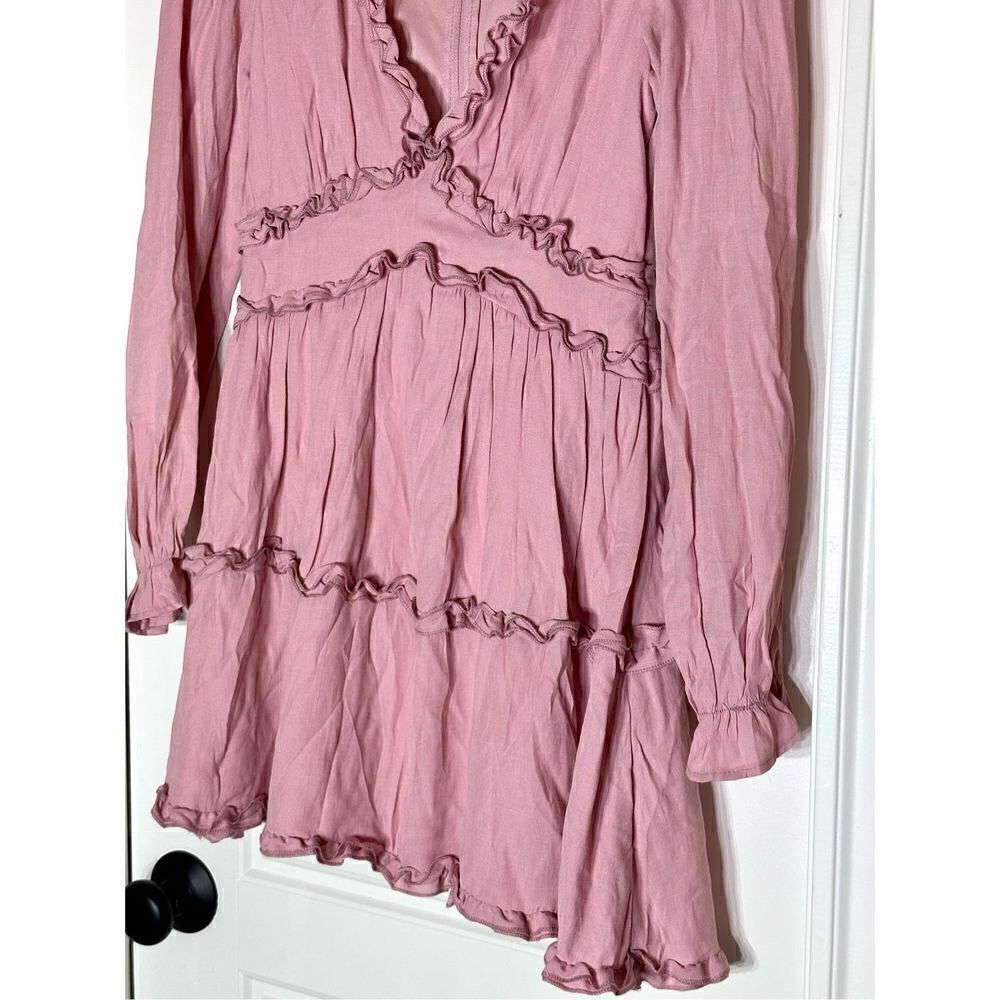Mi Ami Francesca’s long sleeve ruffle mini dress in a pretty pink. NWT Size S - Picture 6 of 7
